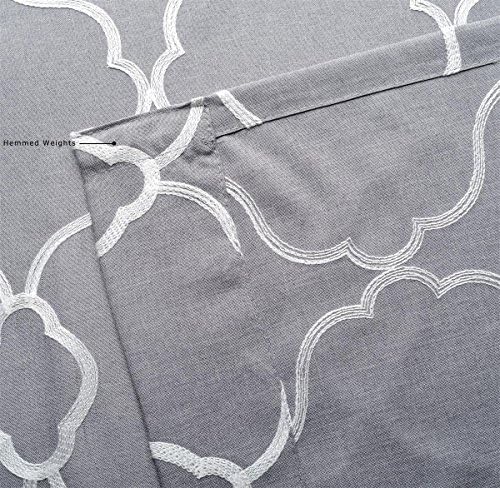 MIUCO Moroccan Embroidery Semi Sheer Curtains Faux Linen Grommet