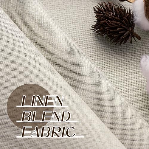 Full Blackout Natural Linen Curtains 108 Inch Length 2 Panels