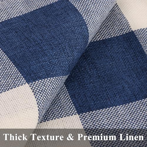 decorUhome Fall Plaid Linen Throw Pillow Covers 22x22 Set of 2 Navy