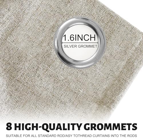 SimpleHome Natural Taupe Linen Curtains for Living Room,96 Inch 2