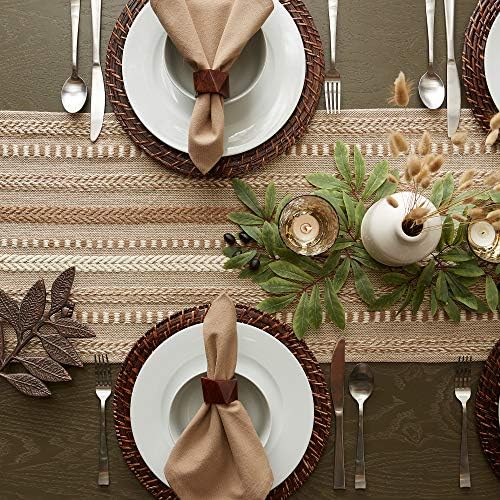 DII Farmhouse Braided Stripe Table Runner Collection, 15x72