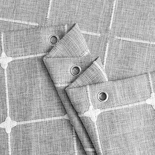 Boho Farmhouse Classic Plaid Linen Tassel Shower Curtain Grey,72x72