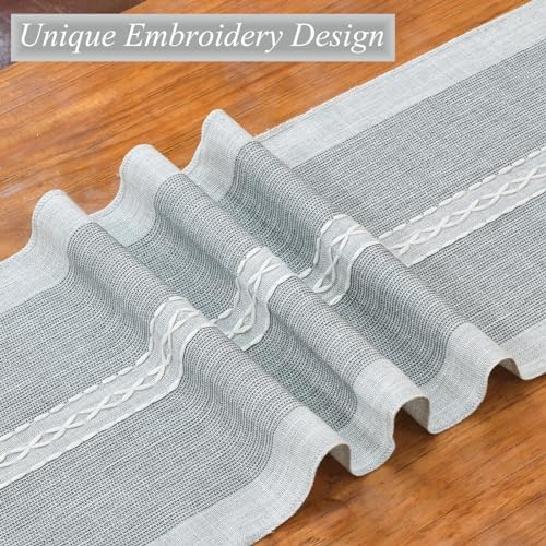 Wracra Embroidered Table Runner Linen Table Runners 36 inches with