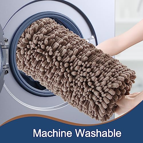 Luxury Polyester Taupe Bathroom Rugs Sets 2 Piece, Thickened Hot Melt
