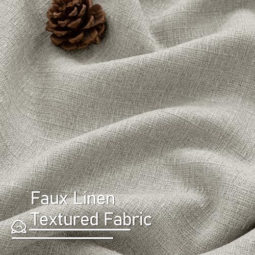LAMIT Light Grey Linen Curtains for Bedroom 2 Panels Set, W52 x L63