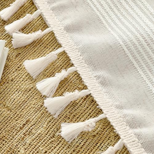 Siiluminisoy Linen Shower Curtain Boho Farmhouse Shower Curtain for