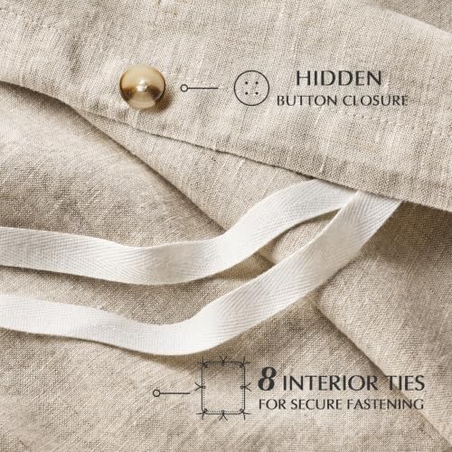 EverGrace 100% European Flax Linen Duvet Cover Set, King, Natural