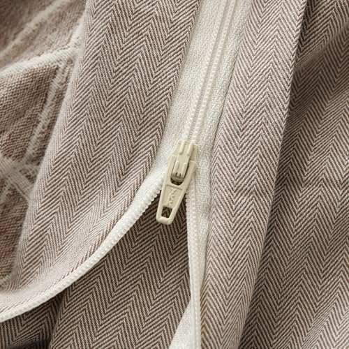 SUSYBAO King Size Duvet Cover Cotton Linen 3 Pieces Set 1 Taupe