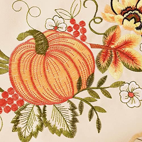 Simhomsen Large Embroidered Fall Autumn Harvest Pumpkins Tablecloth