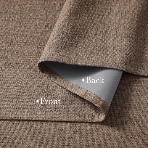PONY DANCE Brown 100% Black Out Linen Curtains 72 Inches Long, 2