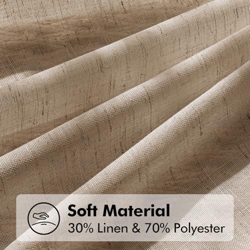Taupe Semi Sheer Linen Curtains 96 Inch Long 2 Panels for Living Room