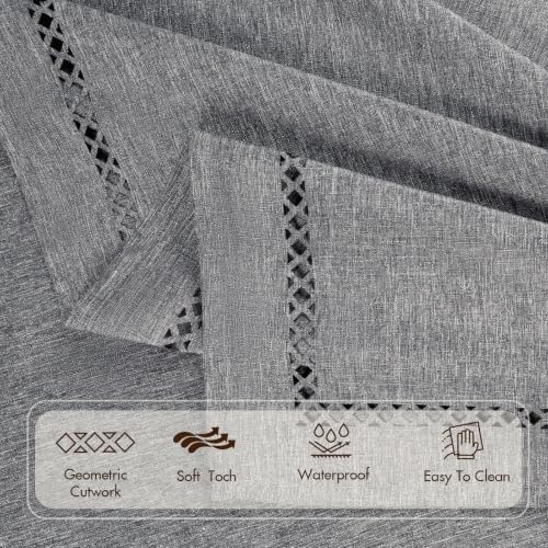 Gray 60x120 Rectangle Polyester Linen Farmhouse Tablecloth