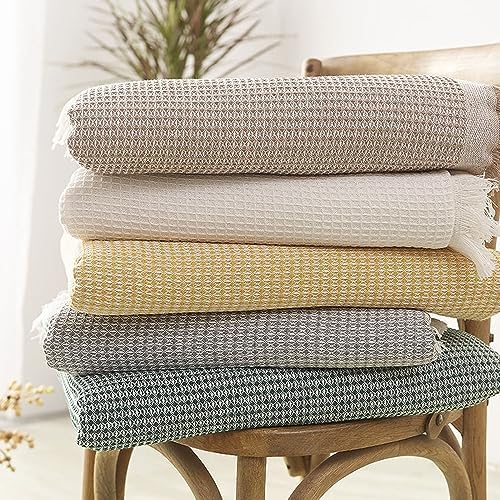 JadeRich Waffle Cotton Blend Fabric Tablecloth Wrinkle Resistant
