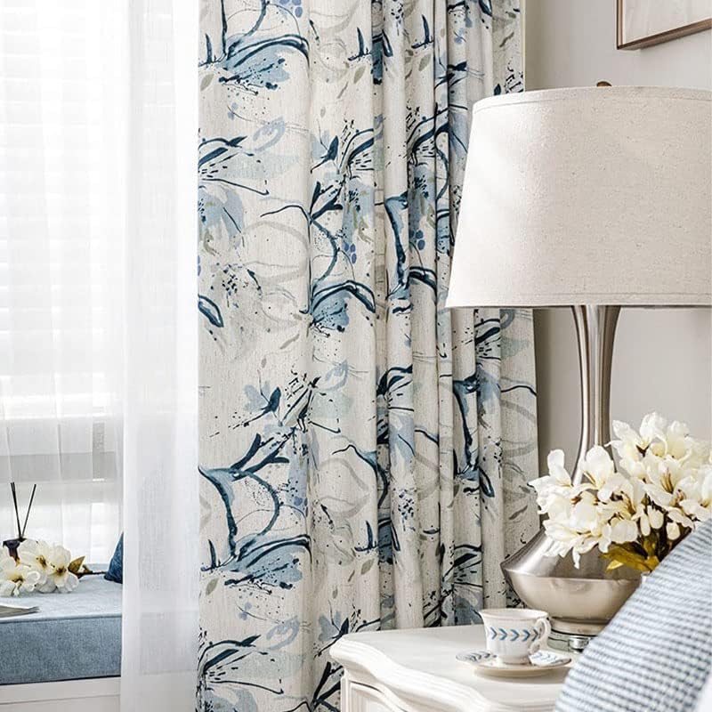 White Pinch Pleated Linen Curtains 84 Inch Length 1 Panel for Living