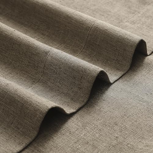 Central Park Café Brown Semi Sheer Grommet Curtain Linen Blend
