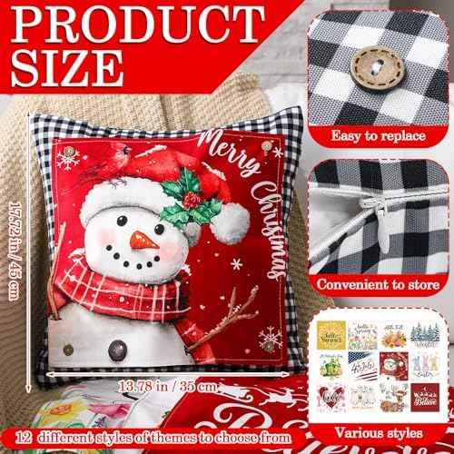 Hahafelt Set of 13 Seasonal Holiday Pillow Covers, 18x18 Inch