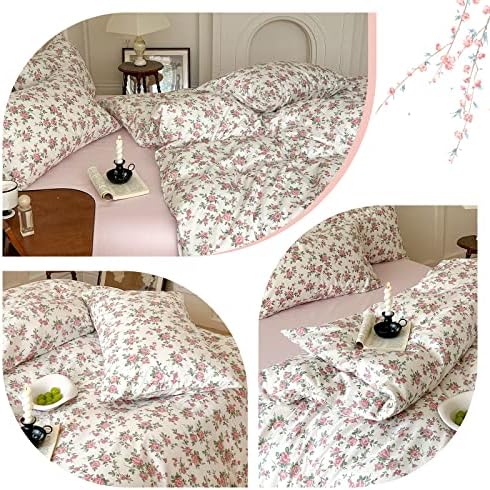 HighBuy Aesthetic Floral Duvet Cover Queen Size 3 Piece Soft Cotton
