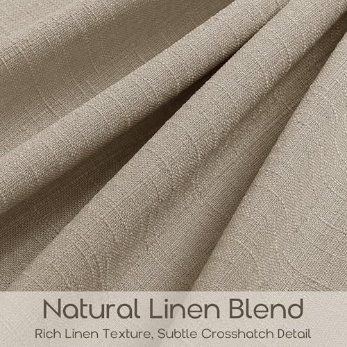 Pinch Pleat Linen Semi Sheer Window Curtains Taupe Greige 108 Inches