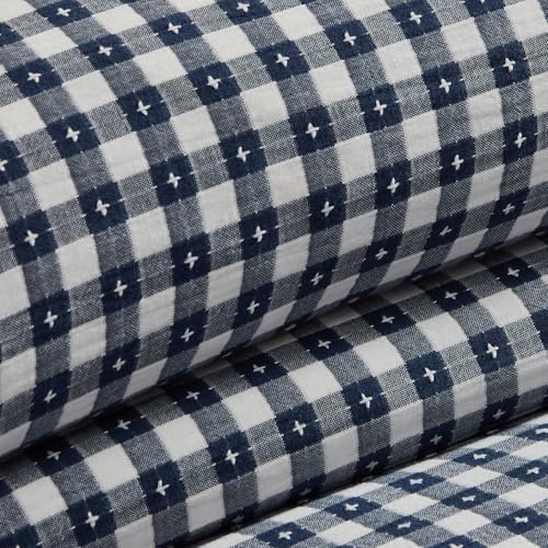 Levtex Home - Camden Gingham Stitch Navy Duvet Cover Set - Twin Duvet