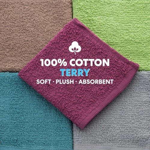 Simpli-Magic Cotton Wash Cloths 12"x12" (50 Pack) – Highly Absorbent