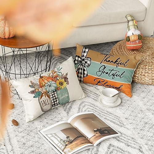 AVOIN colorlife Fall Pumpkin Home Sweet Home Throw Pillow Covers, 12 x
