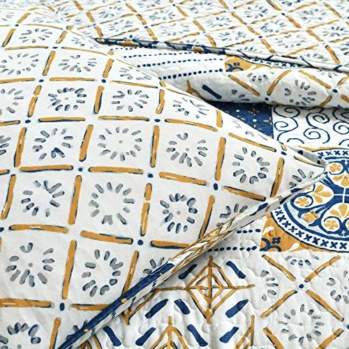 Lush Decor Monique Reversible Cotton Quilt Queen Size 3 Piece Set