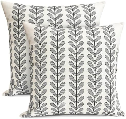 Decorative Throw Pillow Covers Set of 2 Black pillow covers 16x16 inch