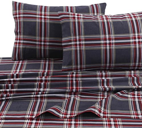 Tribeca Living King Cotton Flannel Deep Pocket Sheet Set, Heritage