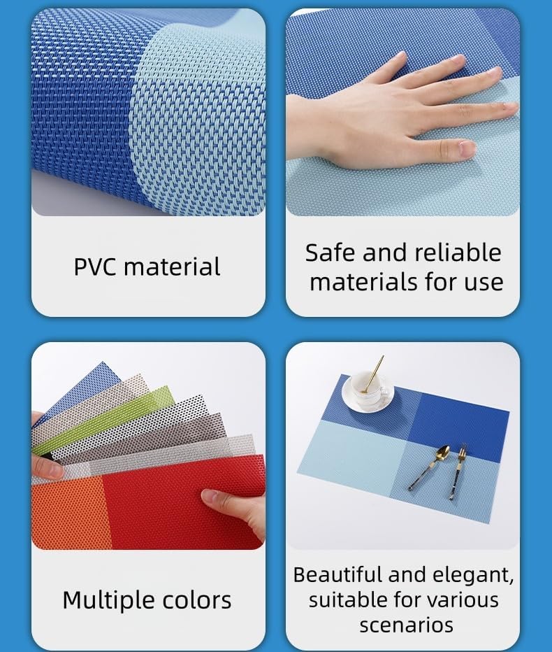 Table Placemats 10 Piece Pack of Woven PVC Placemats 30 * 45Cm Heat