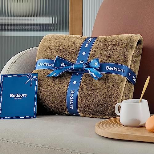 Bedsure GentleSoft Fleece Blankets Queen Size Camel - Bed Blanket Soft