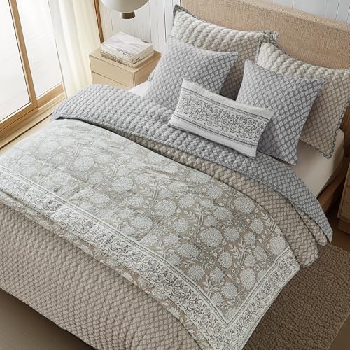 Levtex Home Adare Taupe Reversible Queen Duvet Cover Set (90x94in)