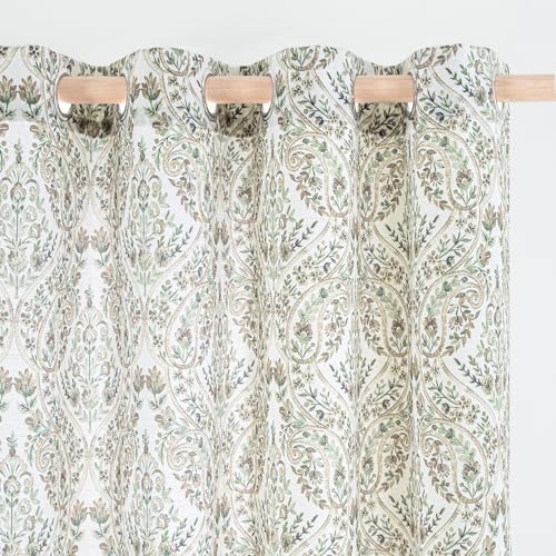 BGment Brown Paisley Floral Curtains for Living Room 96 Inch - 2