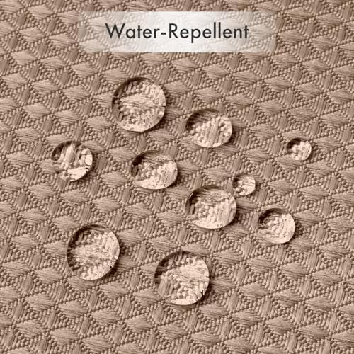 AmazerBath Taupe Shower Curtain Waffle Textured, Fabric Shower Curtain