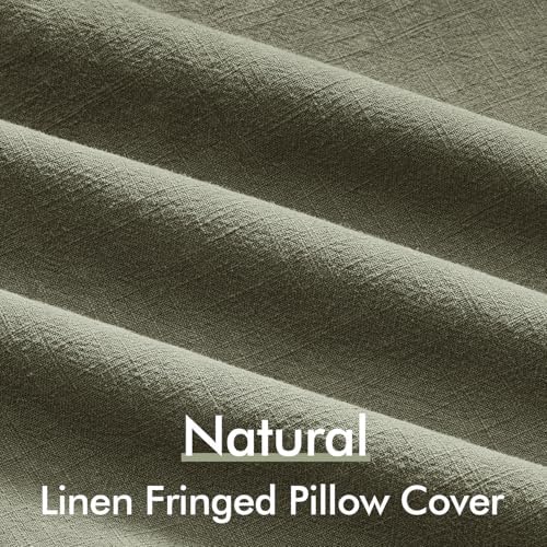 ANRODUO Euro Decorative Linen Pillow Covers 22×22 Light Olive Green