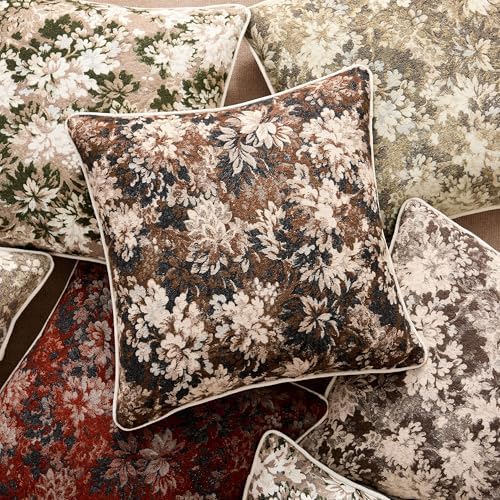 Allorry Vintage Red Floral Throw Pillow Covers 18x18 Set of 2 Nature