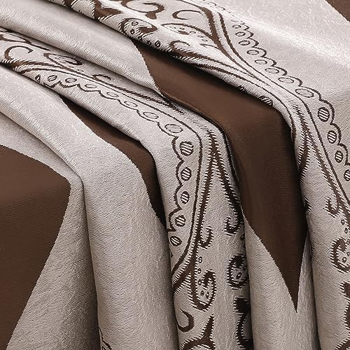 HOMEIDEAS Brown and Beige Curtains for Living Room, 52 x 84 Inches