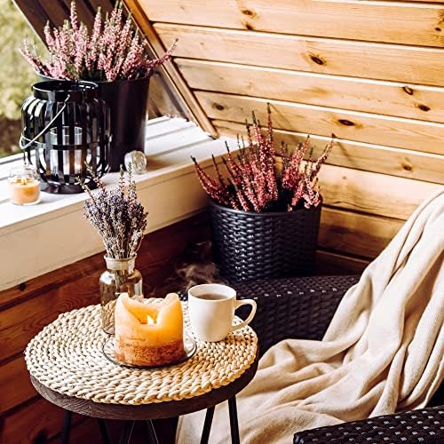 Round Woven Placemats Set of 8, Wicker Placemats, Natural Water