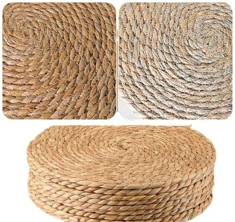 Dining Room Round Placemats Washable Set of 8, 14.97 Inches Khaki