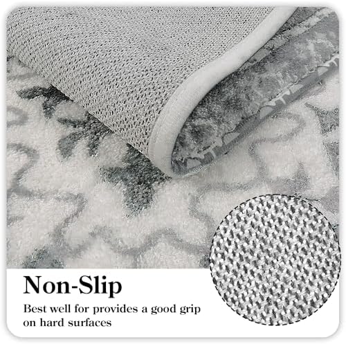 Uphome Boho Vintage Bathroom Runner Rug Gray Non-Slip Soft Bedroom Rug