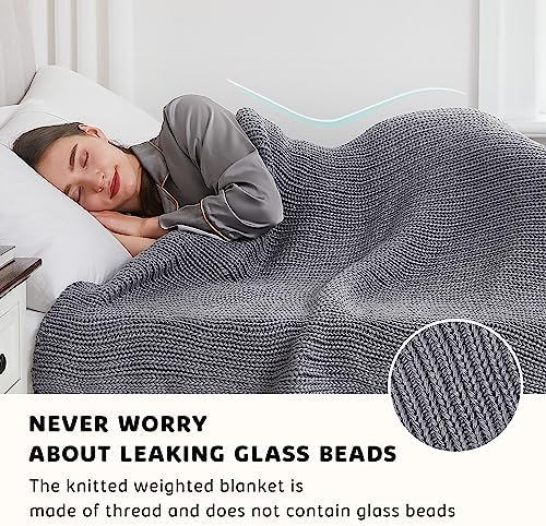 L'AGRATY Knitted Weighted Blanket 60"x80" 15lbs for Adults Cooling