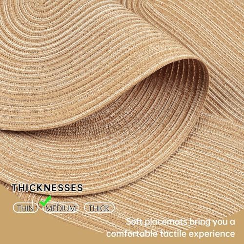 Placemats Set of 8, Woven Oval Braided Dining Table Mats(Beige Brown)