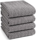 Cotton Herringbone Kitchen Towel, Set of 4 (20" x 26") Brown