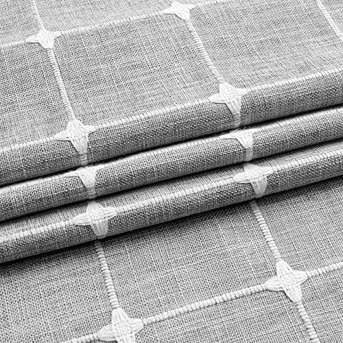 Boho Farmhouse Classic Plaid Linen Tassel Shower Curtain Grey,72x72