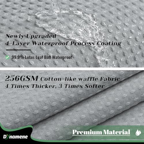 Dynamene Waffle Shower Curtain and Snap-in Fabric Liner Set Grey
