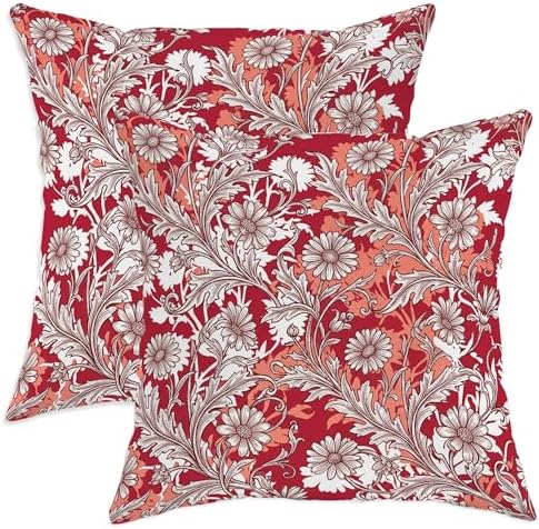 Flower Throw Pillow Covers Set of 2, Vintage Elegant Leaf Floral Fall