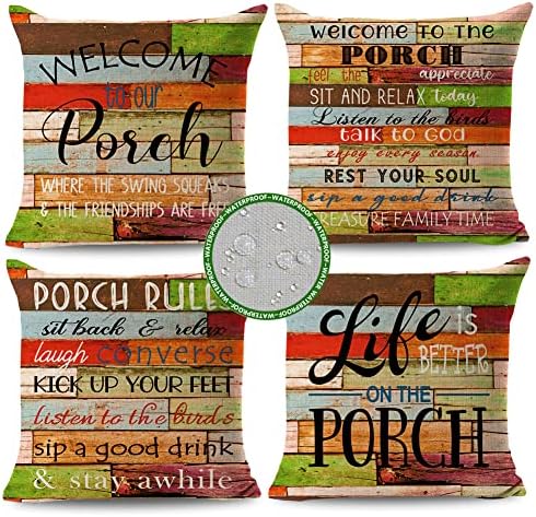 JOJOGOGO Patio Decor Outdoor Porch Pillow Covers 18x18 Waterproof, Set