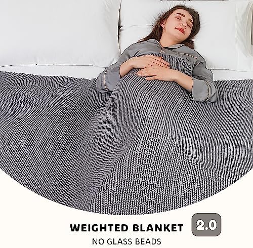 L'AGRATY Knitted Weighted Blanket - 48''x72'' 12lbs Cooling Chunky