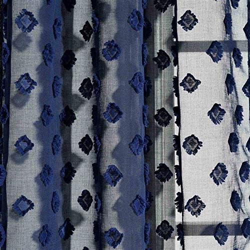 Lush Decor Navy Textured Dot Grommet Sheer Window Curtain Panel Pair