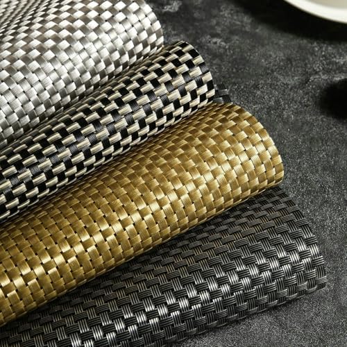 Dining Room Placemat 10PC, 11.82 x 17.72 Inches PVC Brown Grey Dining