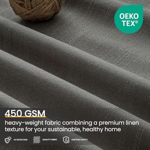 Topfinel Carbon Grey 84 Inch Total Blackout Bedroom Curtains